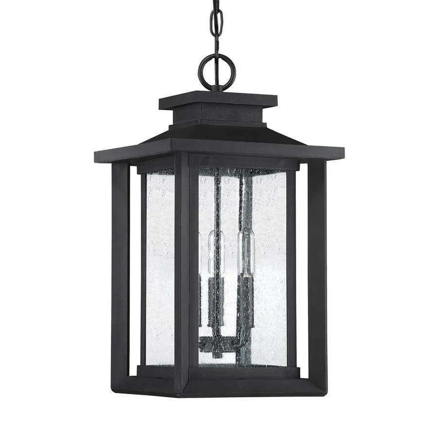 Quoizel Wakefield Earth Black Transitional Seeded Glass Lantern Pendant Light - Image 4
