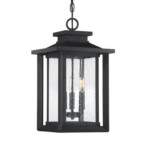 Quoizel Wakefield Earth Black Transitional Seeded Glass Lantern Pendant Light - Image 5