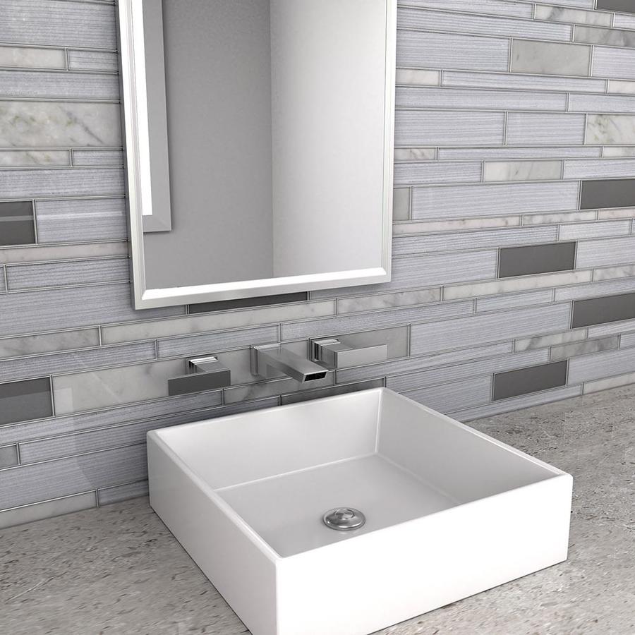 Elida Ceramica White 12-in x 12-in Mirrored Glass/Stone Linear Mosaic Wall Tile - Image 3
