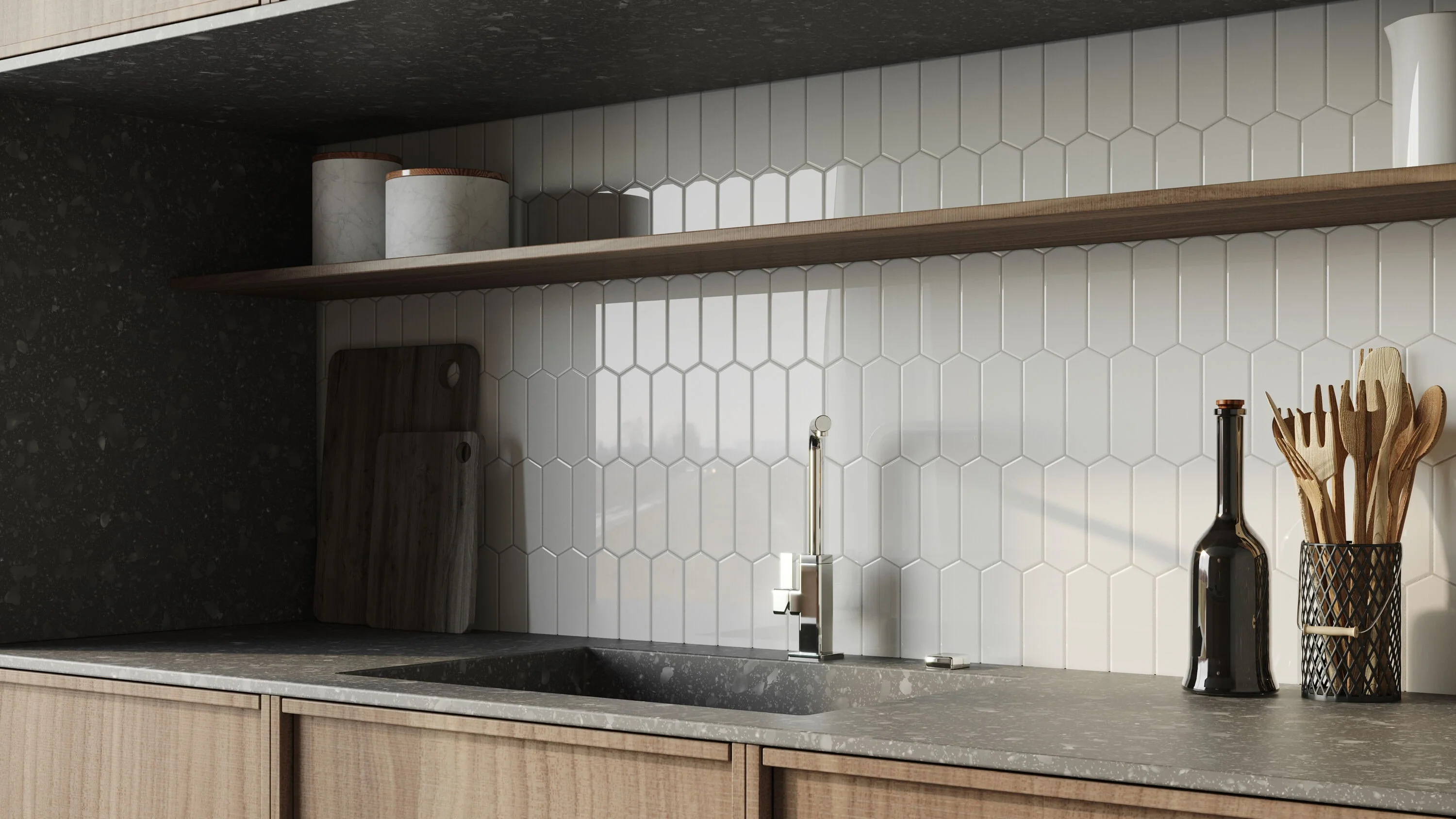 Satori Hudson Brilliant White Picket 12-in x 12-in Glossy Porcelain Mosaic Wall Tile - Image 10
