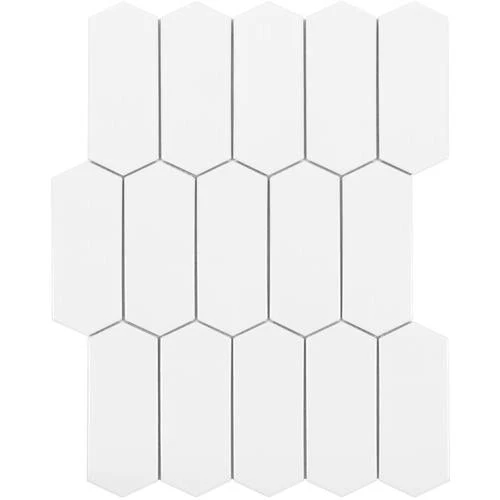 Satori Hudson Brilliant White Picket 12-in x 12-in Glossy Porcelain Mosaic Wall Tile - Image 3