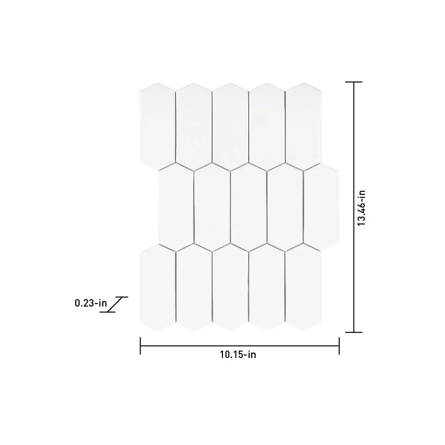 Satori Hudson Brilliant White Picket 12-in x 12-in Glossy Porcelain Mosaic Wall Tile - Image 7
