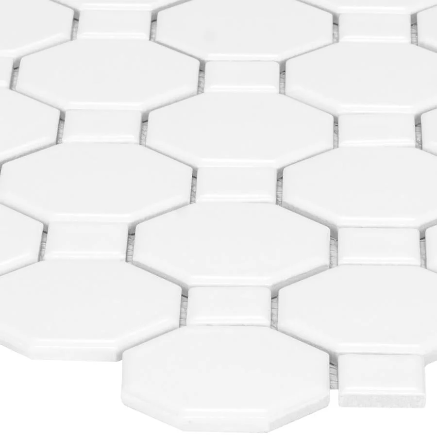 Satori Hudson Brilliant White Bistro 12-in x 12-in Matte Porcelain Mosaic Wall Tile