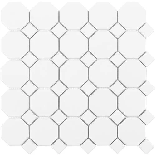 Satori Hudson Brilliant White Bistro 12-in x 12-in Matte Porcelain Mosaic Wall Tile - Image 3