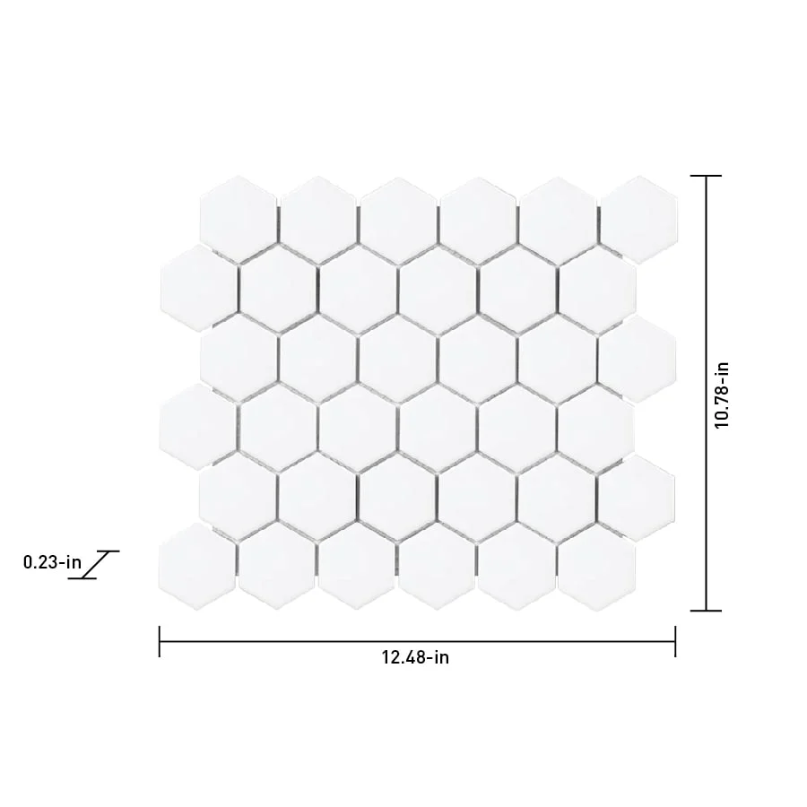 Satori Hudson Brilliant White Matte 11-in x 12-in Porcelain Hexagon Wall Tile - Image 10