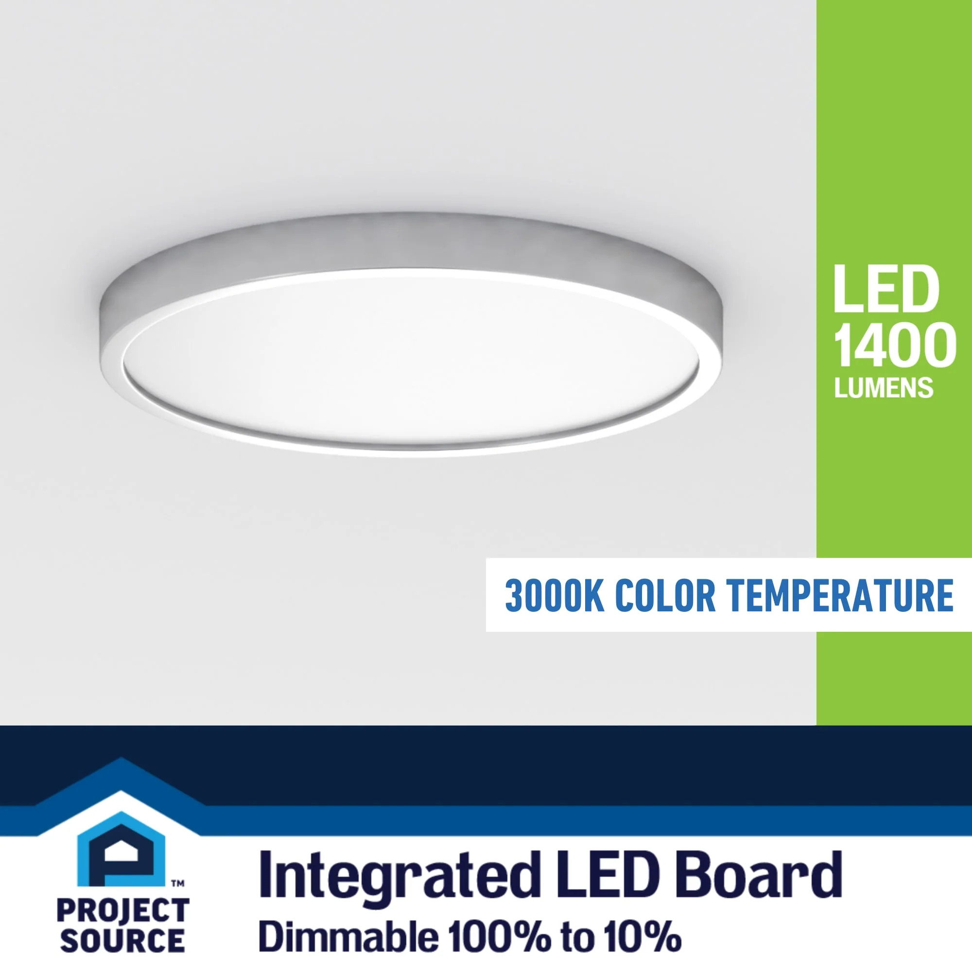 Project Source 2-Pack 12-in Brushed Nickel Transitional Integrated LED Flush Mount Light, 3000K, Dimmable - Image 10