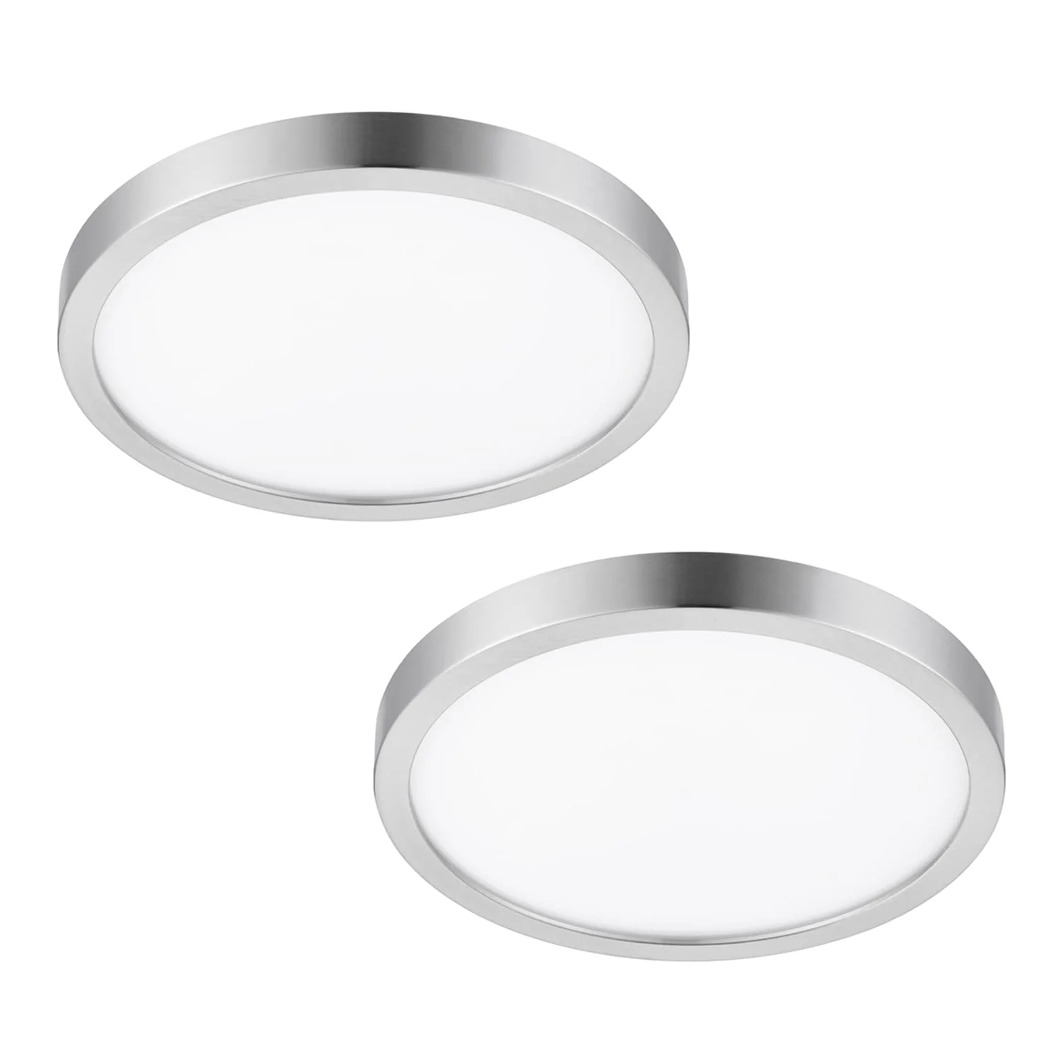 Project Source 2-Pack 12-in Brushed Nickel Transitional Integrated LED Flush Mount Light, 3000K, Dimmable - Image 5