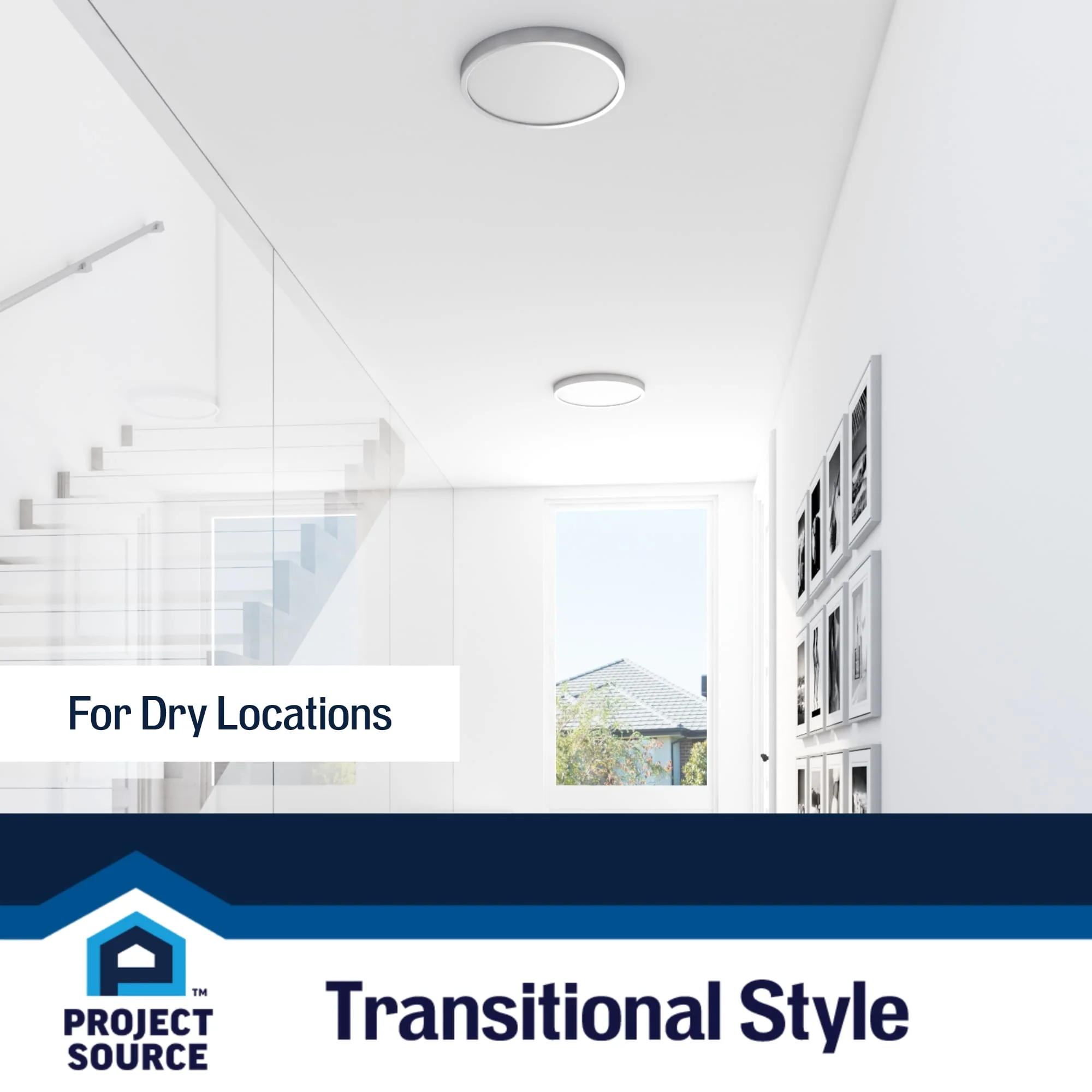 Project Source 2-Pack 12-in Brushed Nickel Transitional Integrated LED Flush Mount Light, 3000K, Dimmable - Image 9