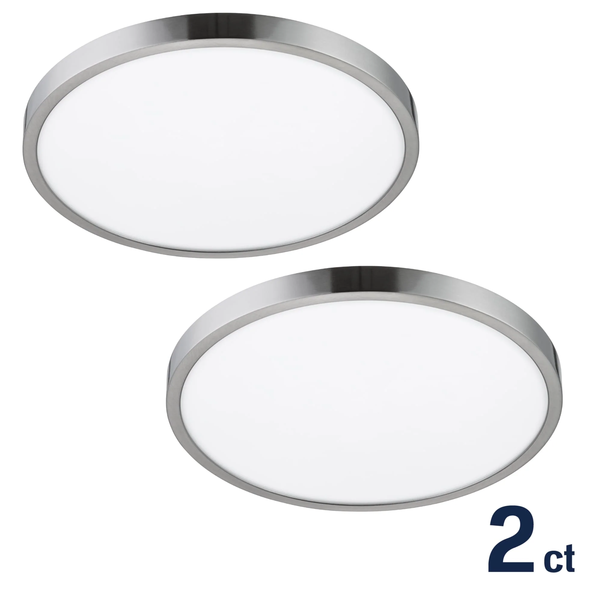 Project Source 2-Pack 14-in Brushed Nickel Transitional Integrated LED Flush Mount Light, 3000K, 1950 Lumens, Dimmable - Image 10