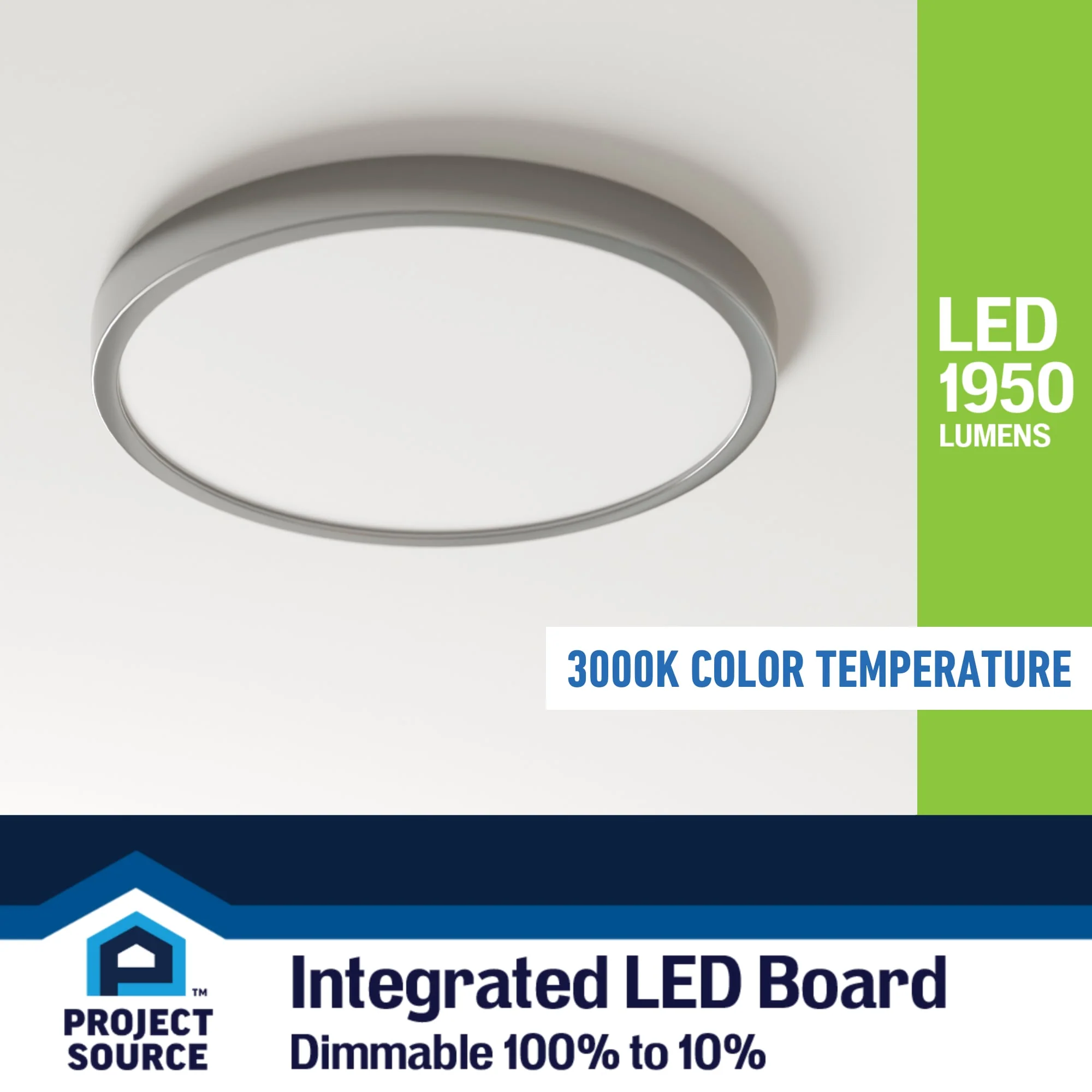 Project Source 2-Pack 14-in Brushed Nickel Transitional Integrated LED Flush Mount Light, 3000K, 1950 Lumens, Dimmable - Image 12