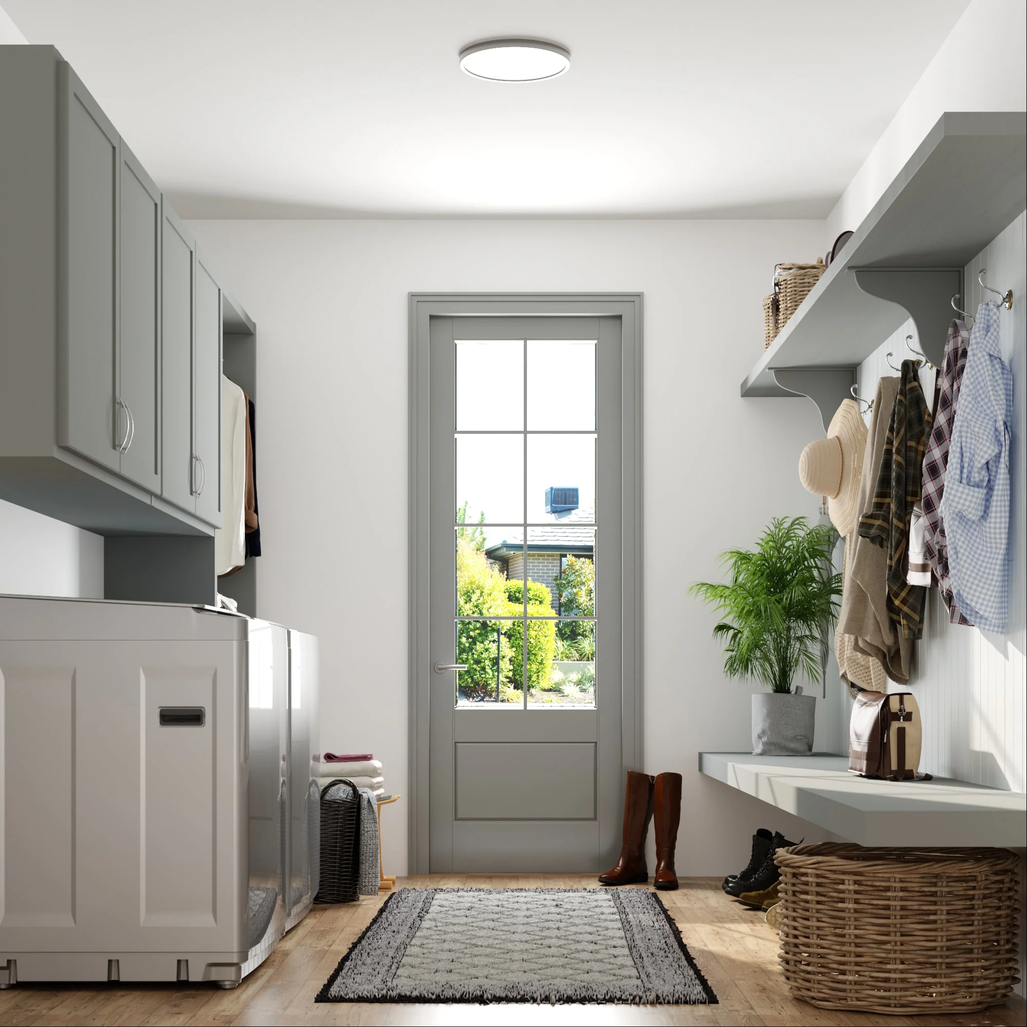 Project Source 2-Pack 14-in Brushed Nickel Transitional Integrated LED Flush Mount Light, 3000K, 1950 Lumens, Dimmable - Image 9
