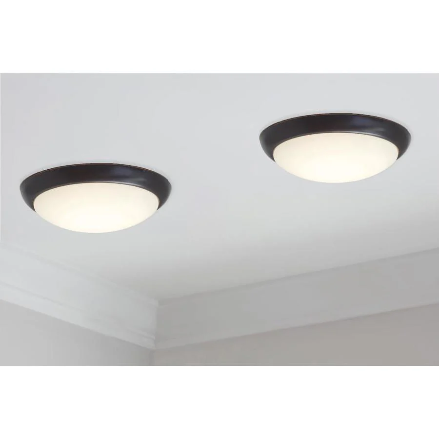 Project Source 2-Pack 13-in Bronze Integrated LED Flush Mount Ceiling Light, 1600 Lumens, 3000K, Dimmable