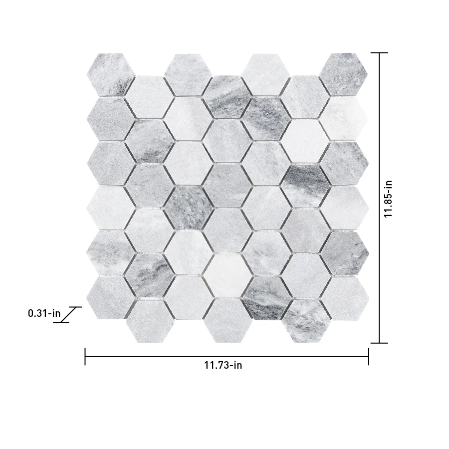 Satori Storm Polished 12-in x 12-in Natural Marble Hexagon Mosaic Wall & Floor Tile (0.96-sq ft Sheet) - Image 6