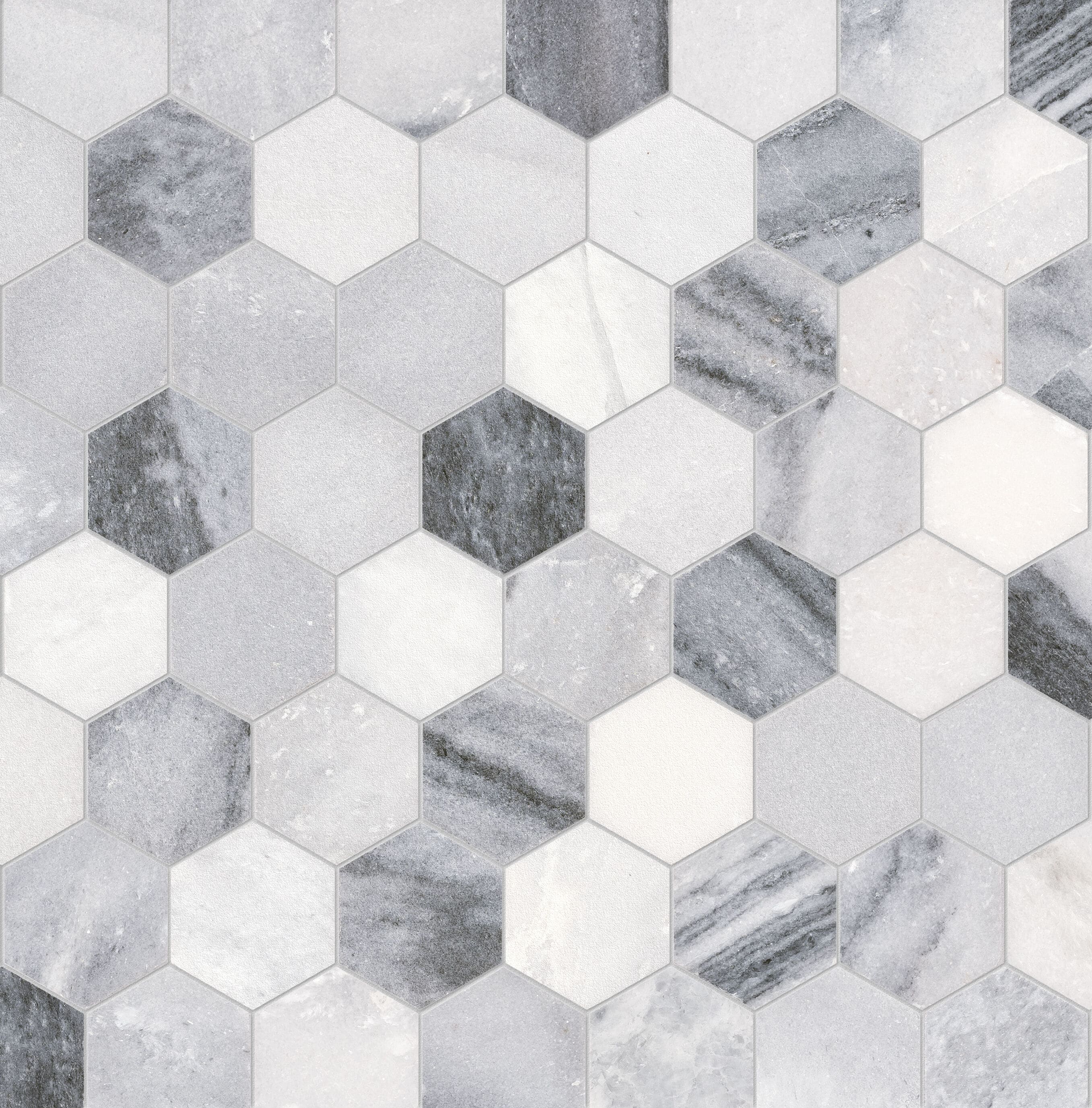 Satori Storm Polished 12-in x 12-in Natural Marble Hexagon Mosaic Wall & Floor Tile (0.96-sq ft Sheet) - Image 9