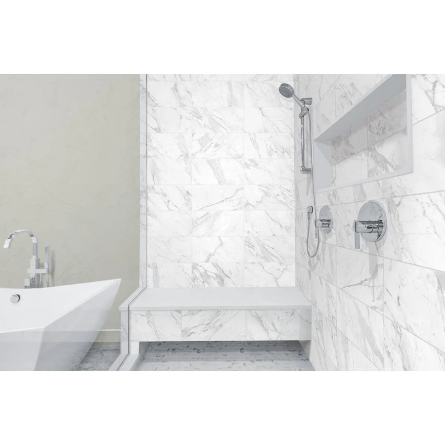 Satori Regent Carrara Glossy 8-in x 16-in Ceramic Marble-Look Wall Tile - Image 3