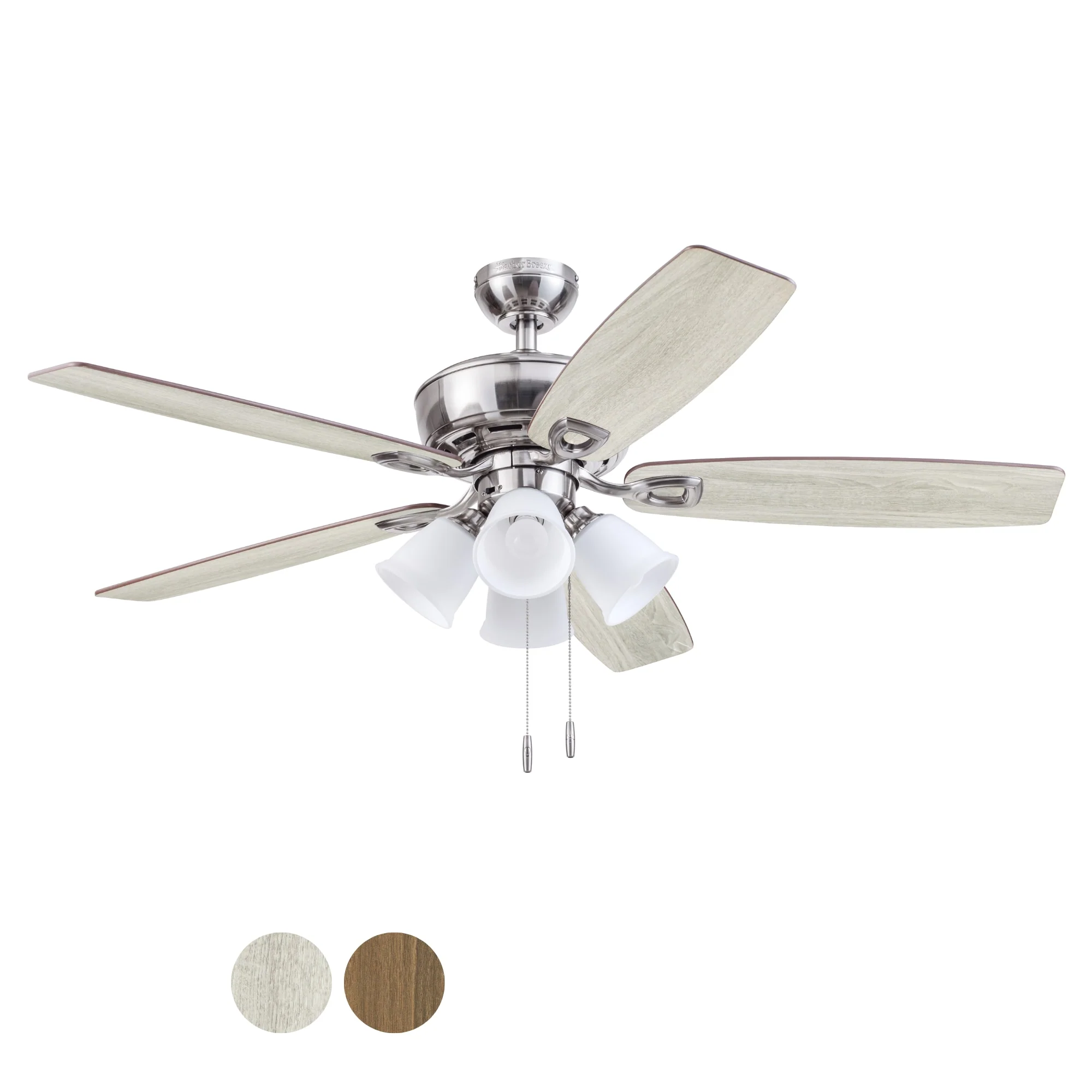 Harbor Breeze Notus 52-in Brushed Nickel LED Indoor Ceiling Fan with Light, Reversible Driftwood/Sienna Blades (5-Blade) - Image 6