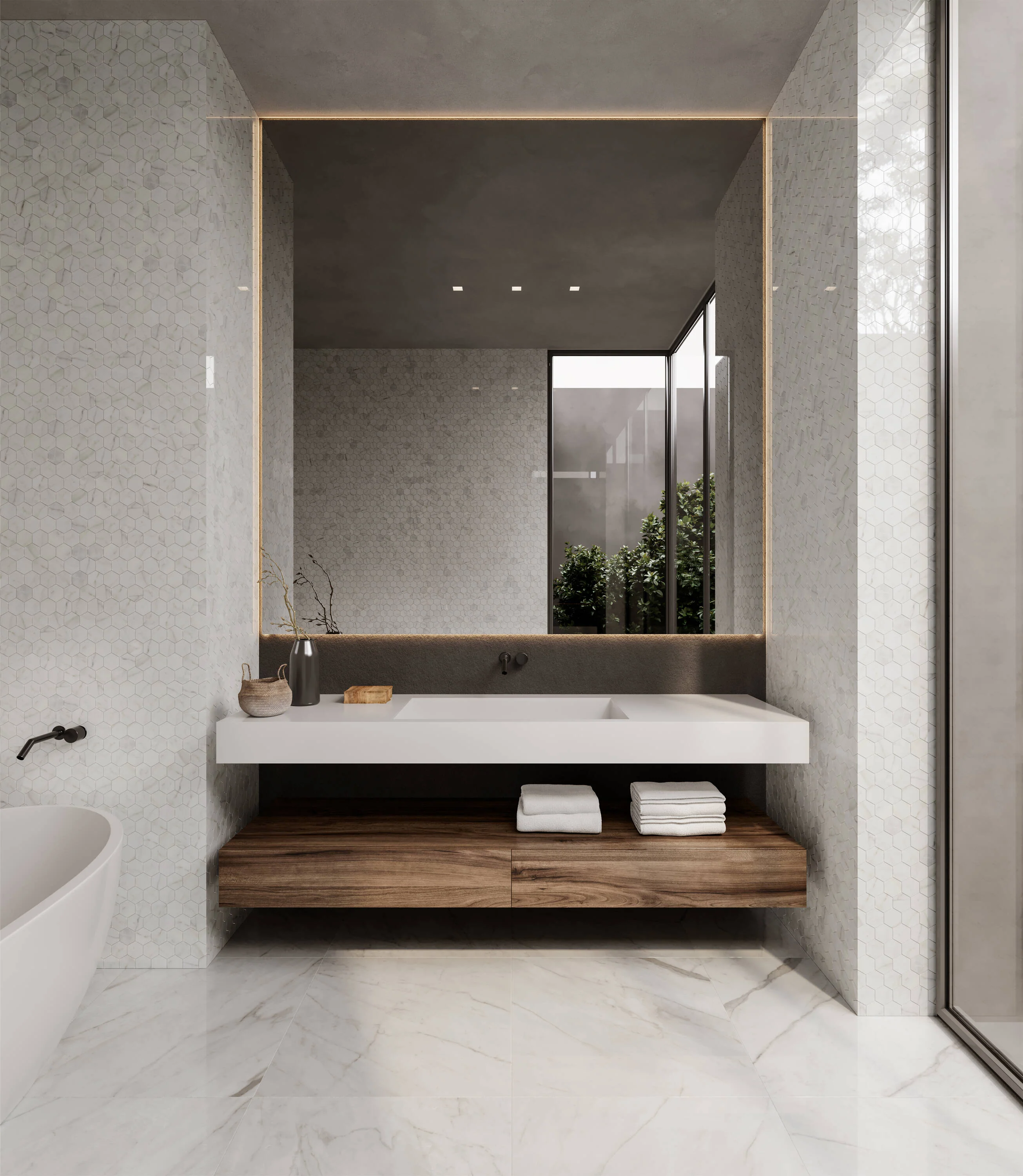 Satori Carrara Domani Polished 24-in x 24-in Polished Porcelain Marble Look Floor Tile - Image 11
