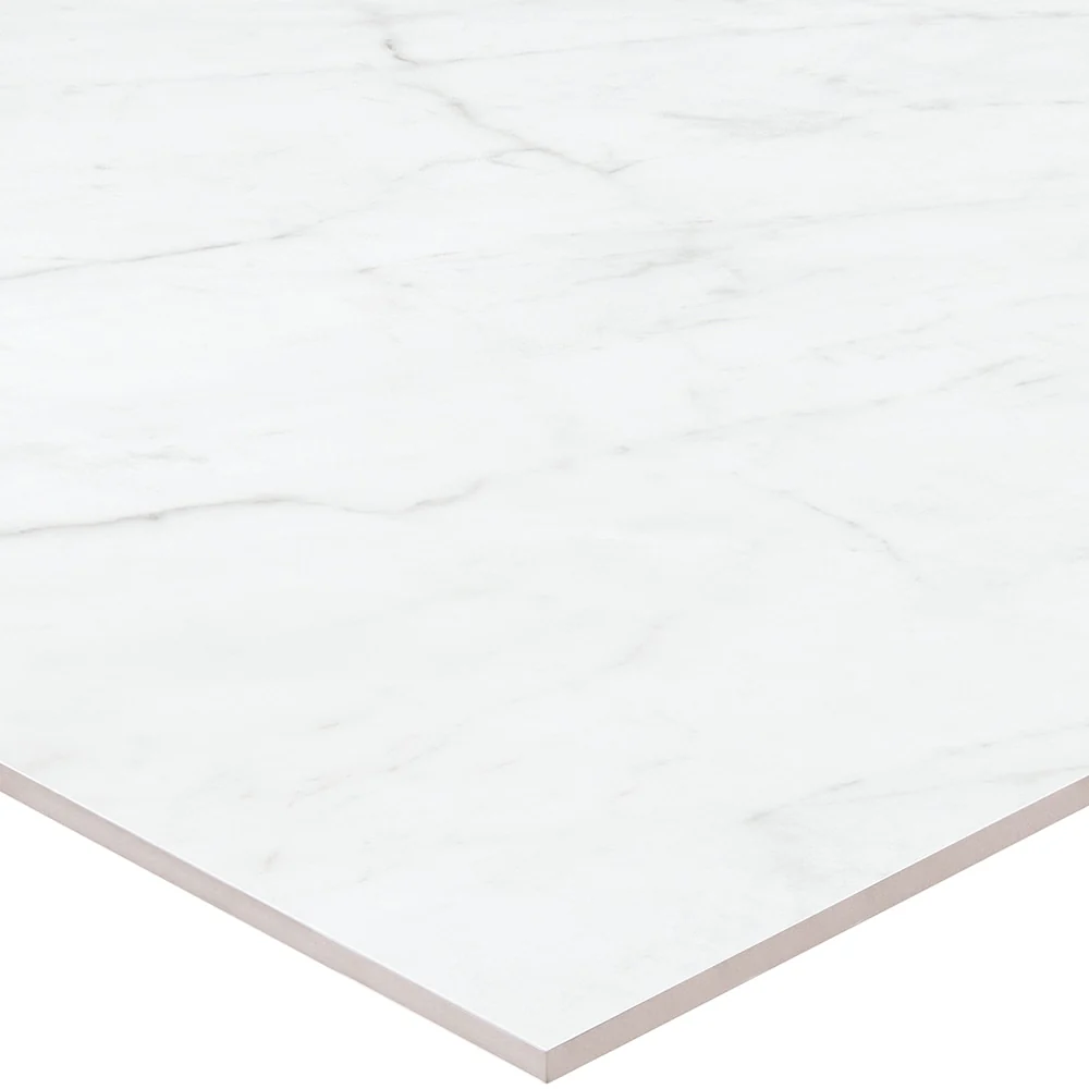 Satori Carrara Domani Polished 24-in x 24-in Polished Porcelain Marble Look Floor Tile - Image 6
