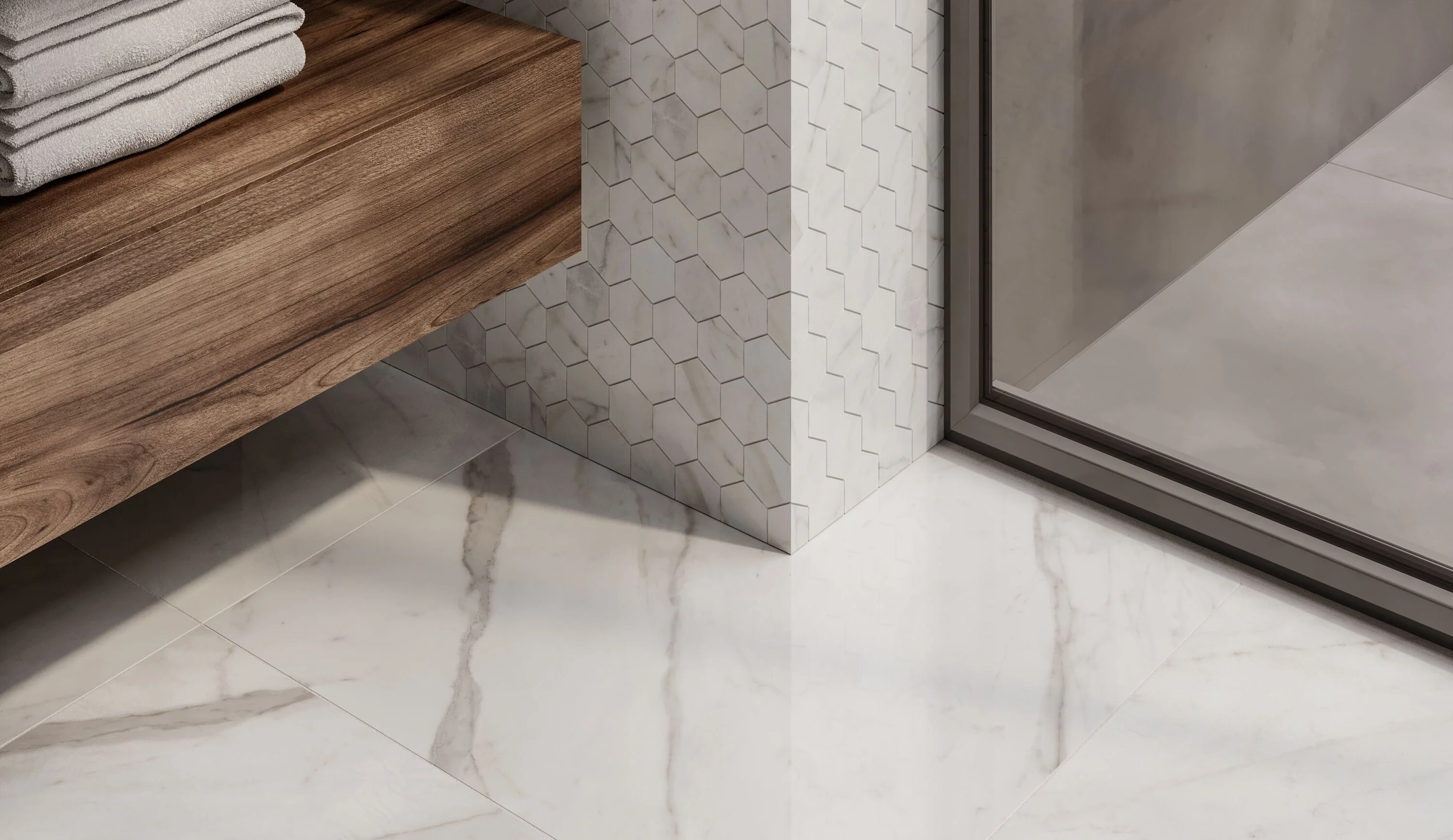 Satori Carrara Domani Polished 24-in x 24-in Polished Porcelain Marble Look Floor Tile - Image 9