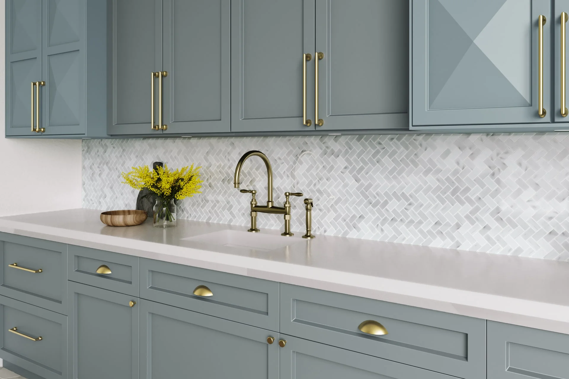 Satori Bianco Polished 11-in x 12-in Natural Marble Herringbone Mosaic Wall Tile (0.9-sq ft Sheet) - Image 12