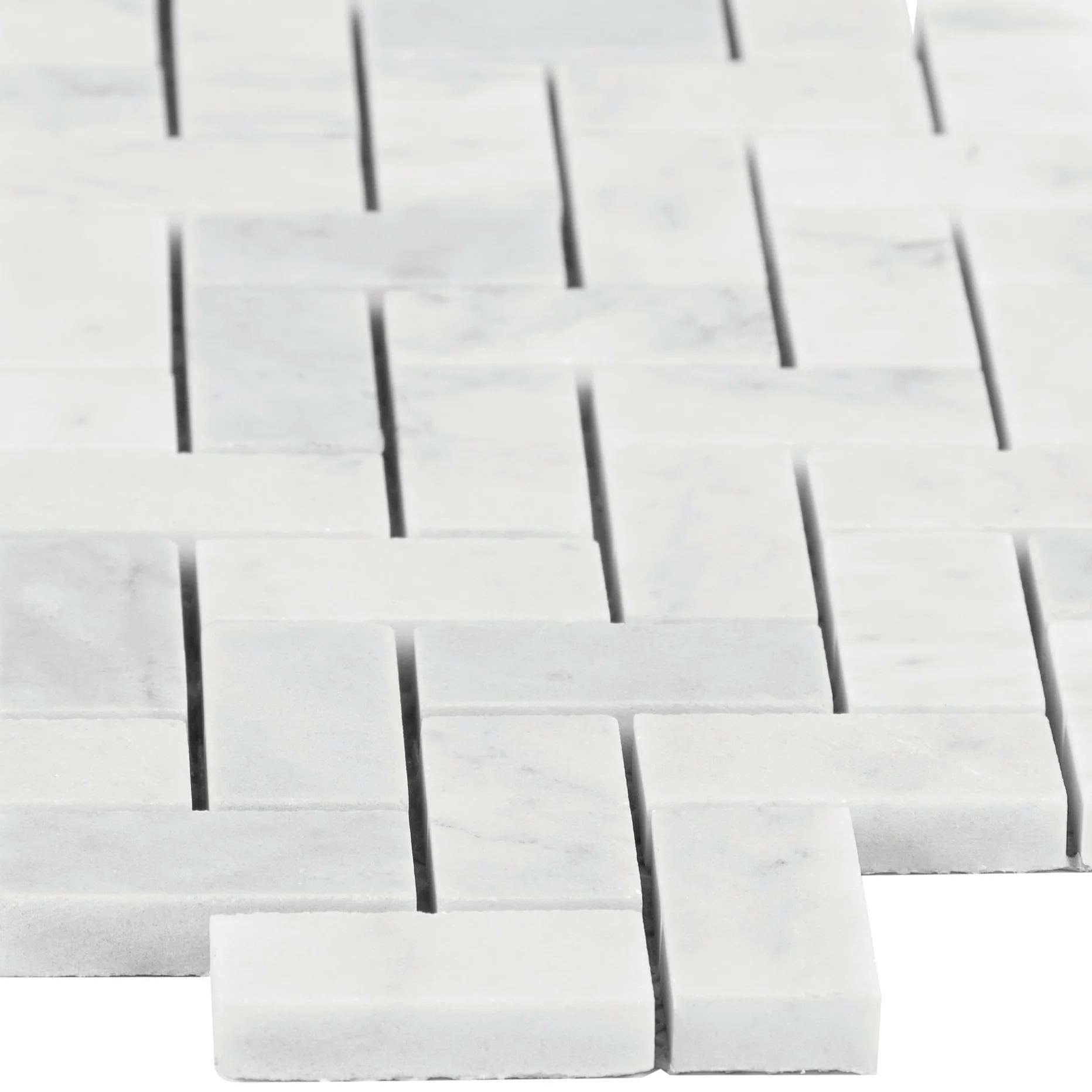 Satori Bianco Polished 11-in x 12-in Natural Marble Herringbone Mosaic Wall Tile (0.9-sq ft Sheet) - Image 7