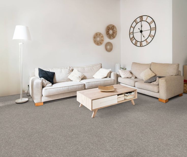 STAINMASTER Essentials Blue Diamonds I 12-ft Dusty Trail Textured Carpet (Indoor) - Image 2