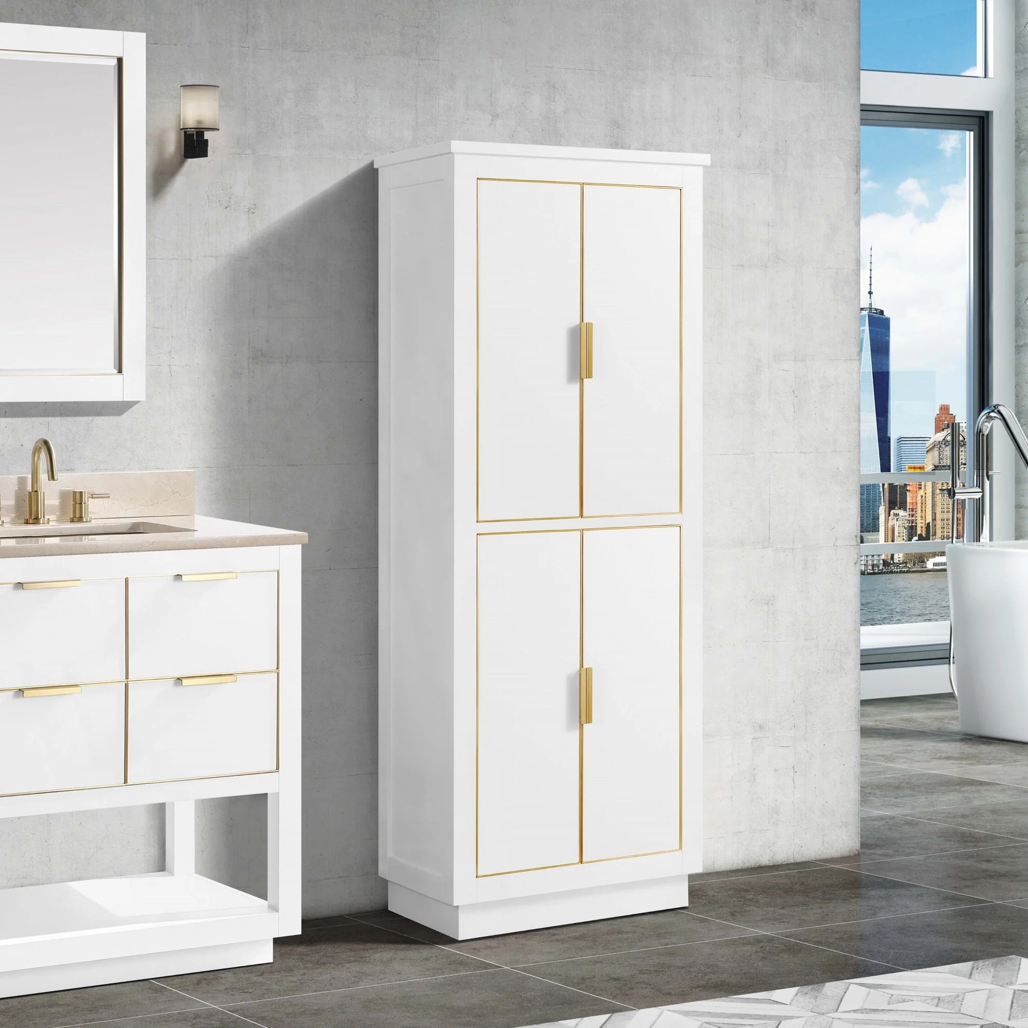 Avanity Allie/Austen 24-in W x 65-in H x 16-in D White Birch Freestanding Corner Linen Cabinet - Image 7