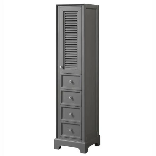 Wyndham Collection Tamara 16-in W x 65-in H x 16-in D Dark Gray Plywood Freestanding Linen Cabinet