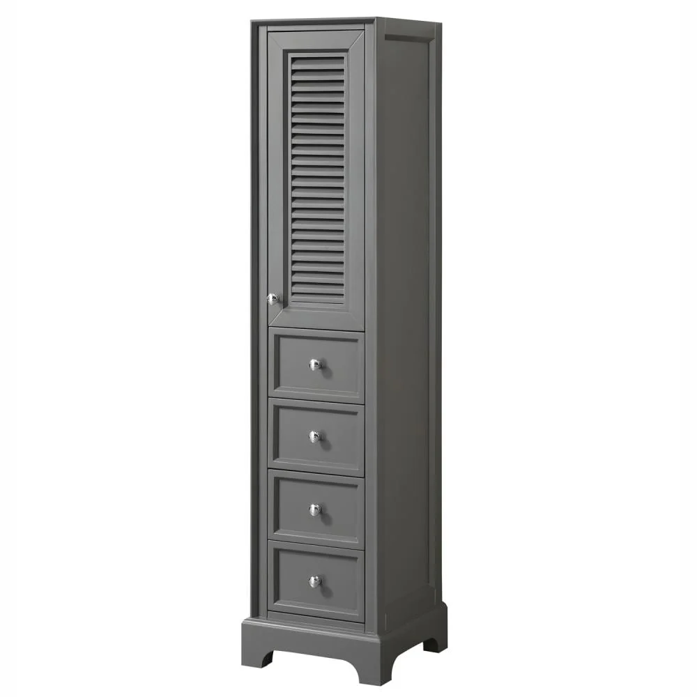 Wyndham Collection Tamara 16-in W x 65-in H x 16-in D Dark Gray Plywood Freestanding Linen Cabinet - Image 2