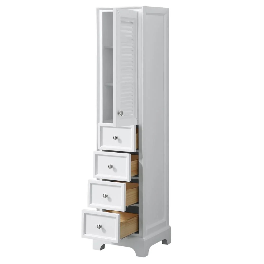Wyndham Collection Tamara 16-in W x 65-in H x 16-in D White Plywood Freestanding Linen Cabinet - Image 3