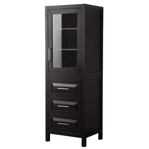 Wyndham Collection Daria 24-in W x 71.25-in H x 20-in D Dark Espresso MDF Freestanding Linen Cabinet