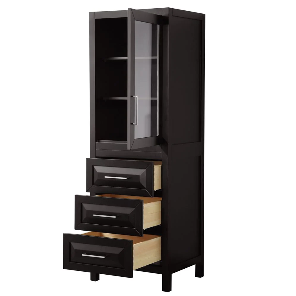 Wyndham Collection Daria 24-in W x 71.25-in H x 20-in D Dark Espresso MDF Freestanding Linen Cabinet - Image 4