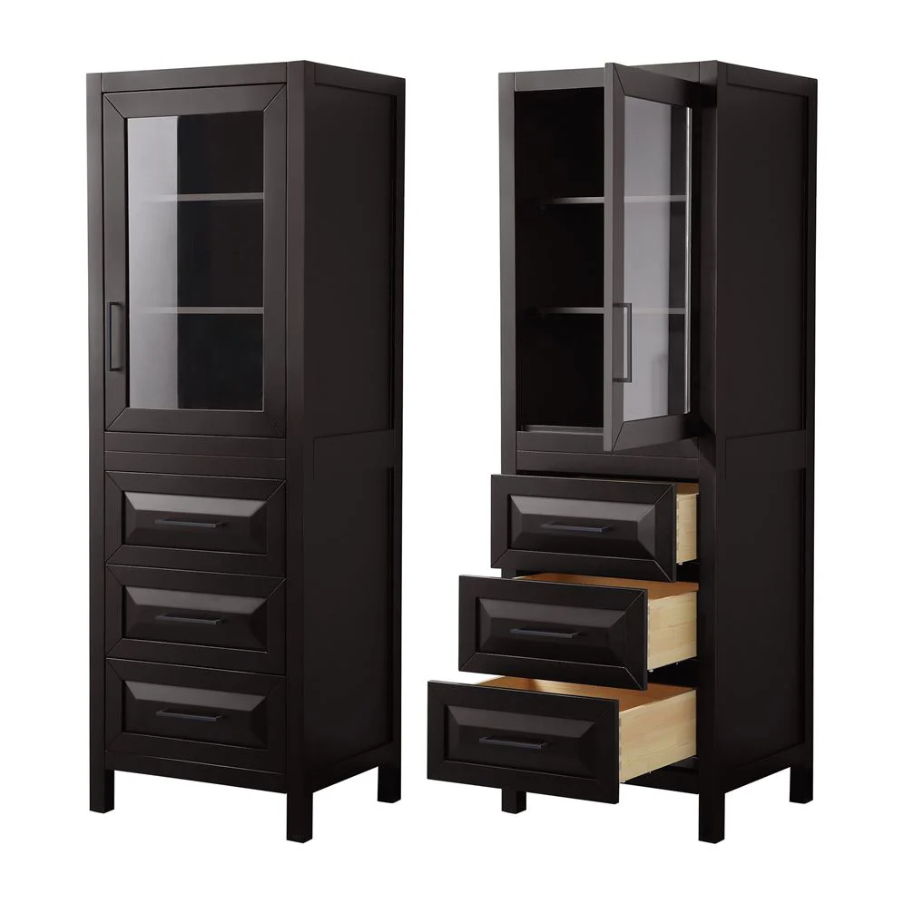 Wyndham Collection Daria 24-in W x 71.25-in H x 20-in D Dark Espresso MDF Freestanding Linen Cabinet - Image 5