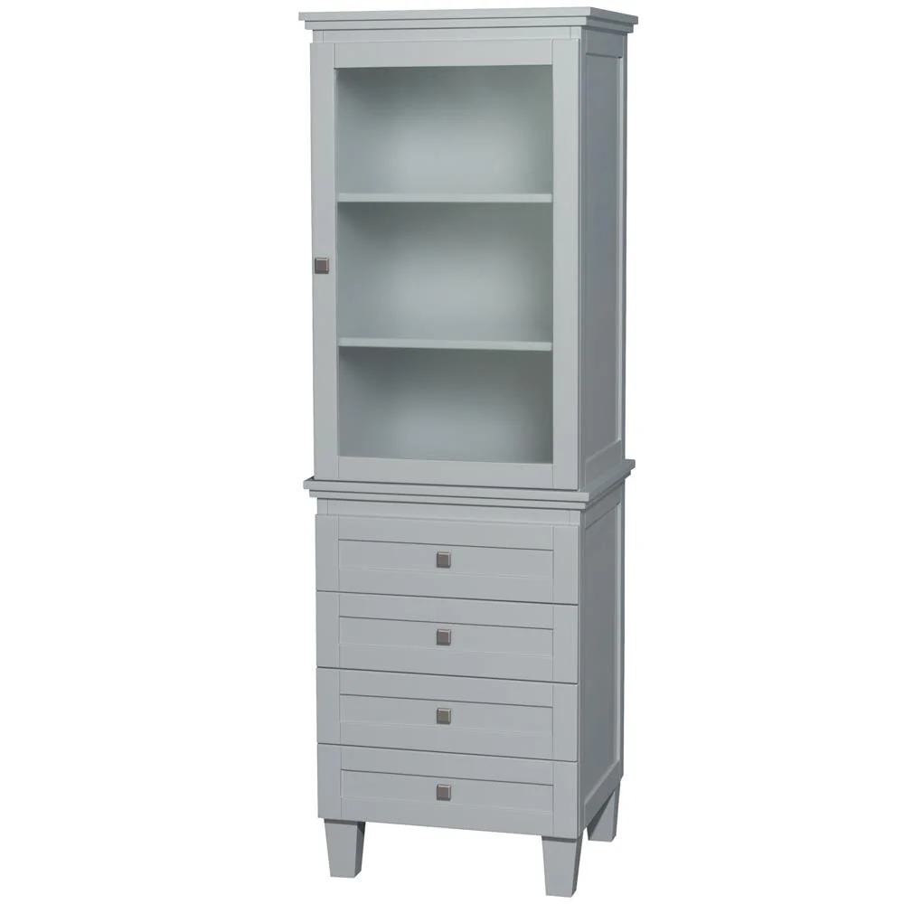 Wyndham Collection Acclaim 24-in W x 72.25-in H x 20-in D Oyster Gray Oak Freestanding Linen Cabinet - Image 2