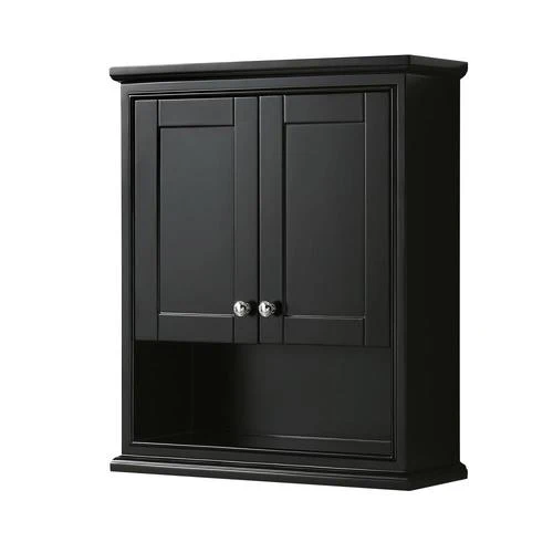 Wyndham Collection Deborah 25-in W x 30-in H x 9-in D Dark Espresso Bathroom Wall Cabinet