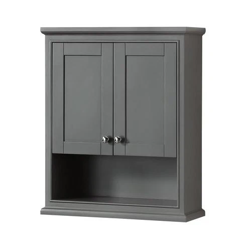Wyndham Collection Deborah 25-in W x 30-in H x 9-in D Dark Gray Bathroom Wall Cabinet