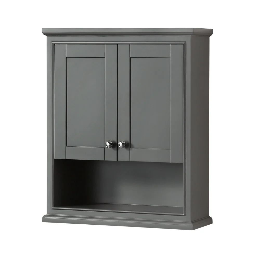 Wyndham Collection Deborah 25-in W x 30-in H x 9-in D Dark Gray Bathroom Wall Cabinet - Image 2