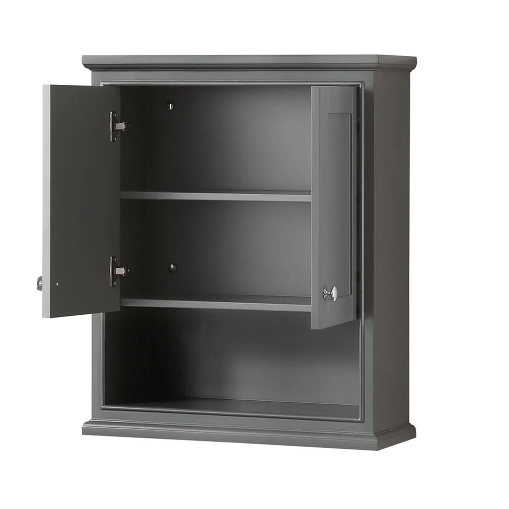 Wyndham Collection Deborah 25-in W x 30-in H x 9-in D Dark Gray Bathroom Wall Cabinet - Image 4