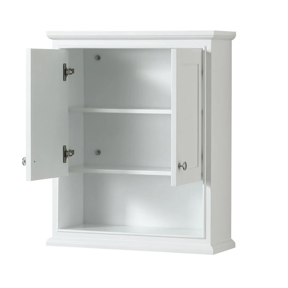 Wyndham Collection Deborah 25-in W x 30-in H x 9-in D White Bathroom Wall Cabinet - Image 3