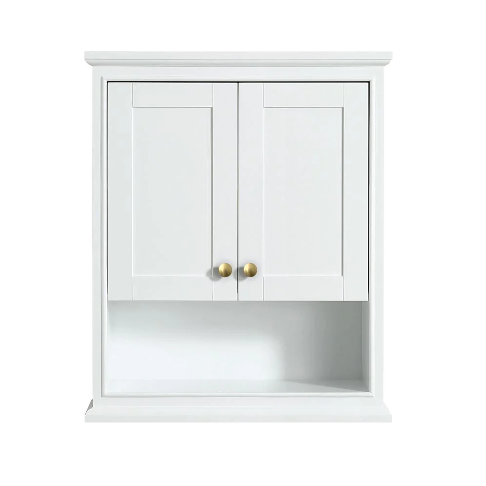 Wyndham Collection Deborah 25-in W x 30-in H x 9-in D White Bathroom Wall Cabinet - Image 4