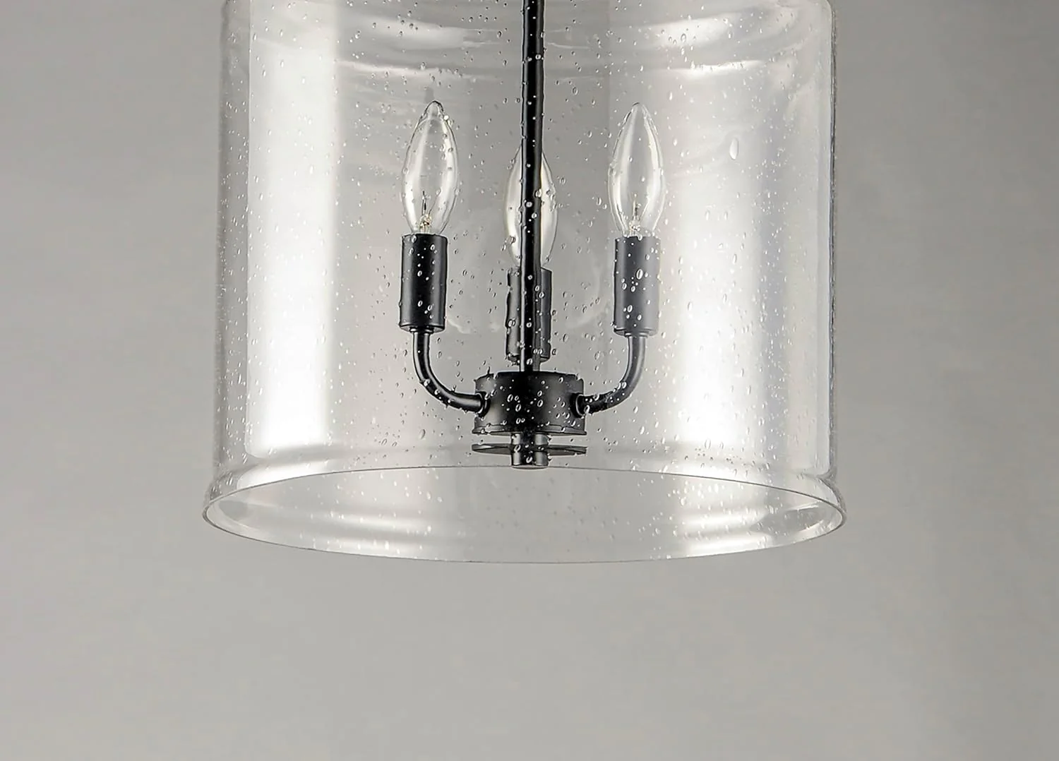 Maxim Lighting Acadia Black Transitional Seeded Glass Bell Pendant Light, 13.75" Diameter x 16" Height, 3-Light - Image 4