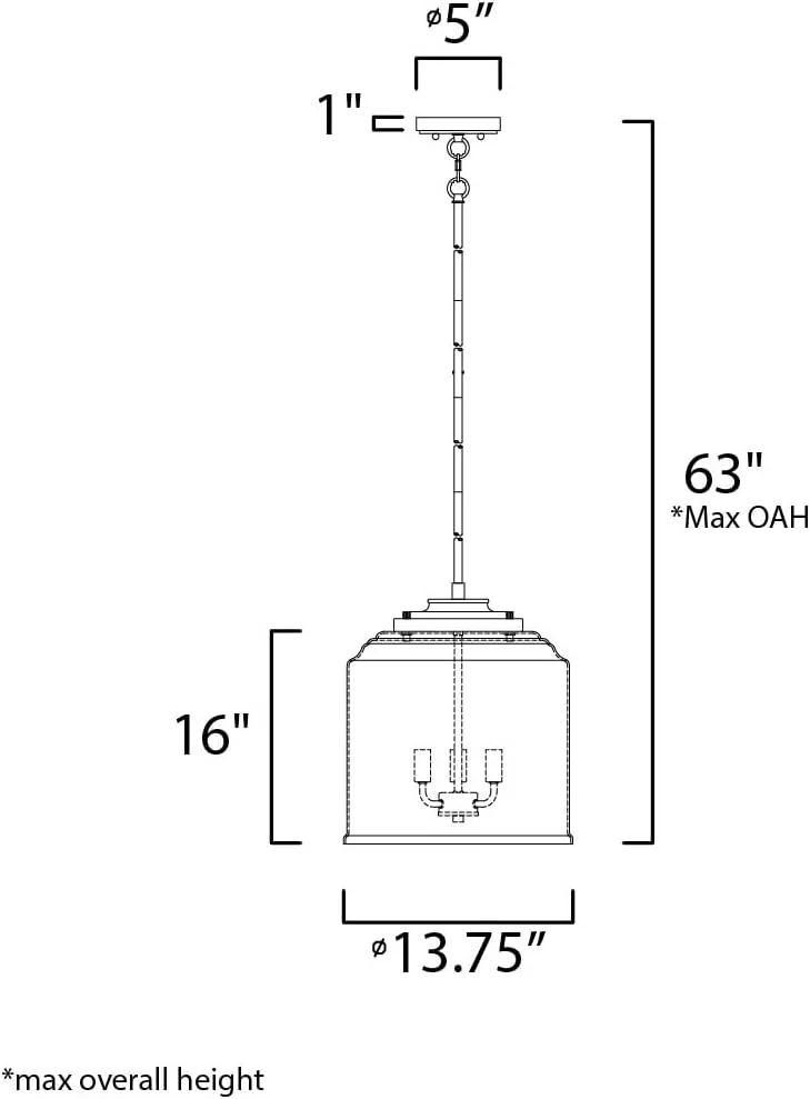 Maxim Lighting Acadia Black Transitional Seeded Glass Bell Pendant Light, 13.75" Diameter x 16" Height, 3-Light - Image 6