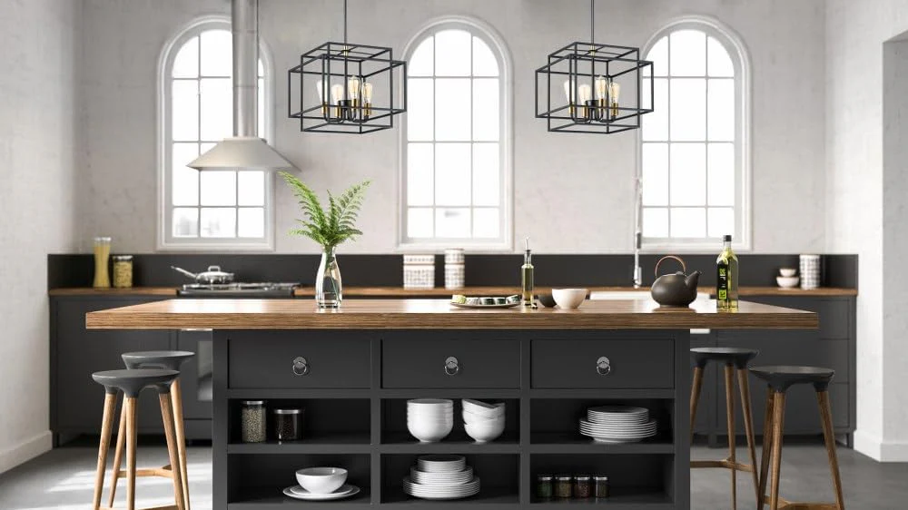 Maxim Lighting Liner Black/Satin Brass Transitional Square Pendant Light, 9.75 x 9.75 x 13 in - Image 4