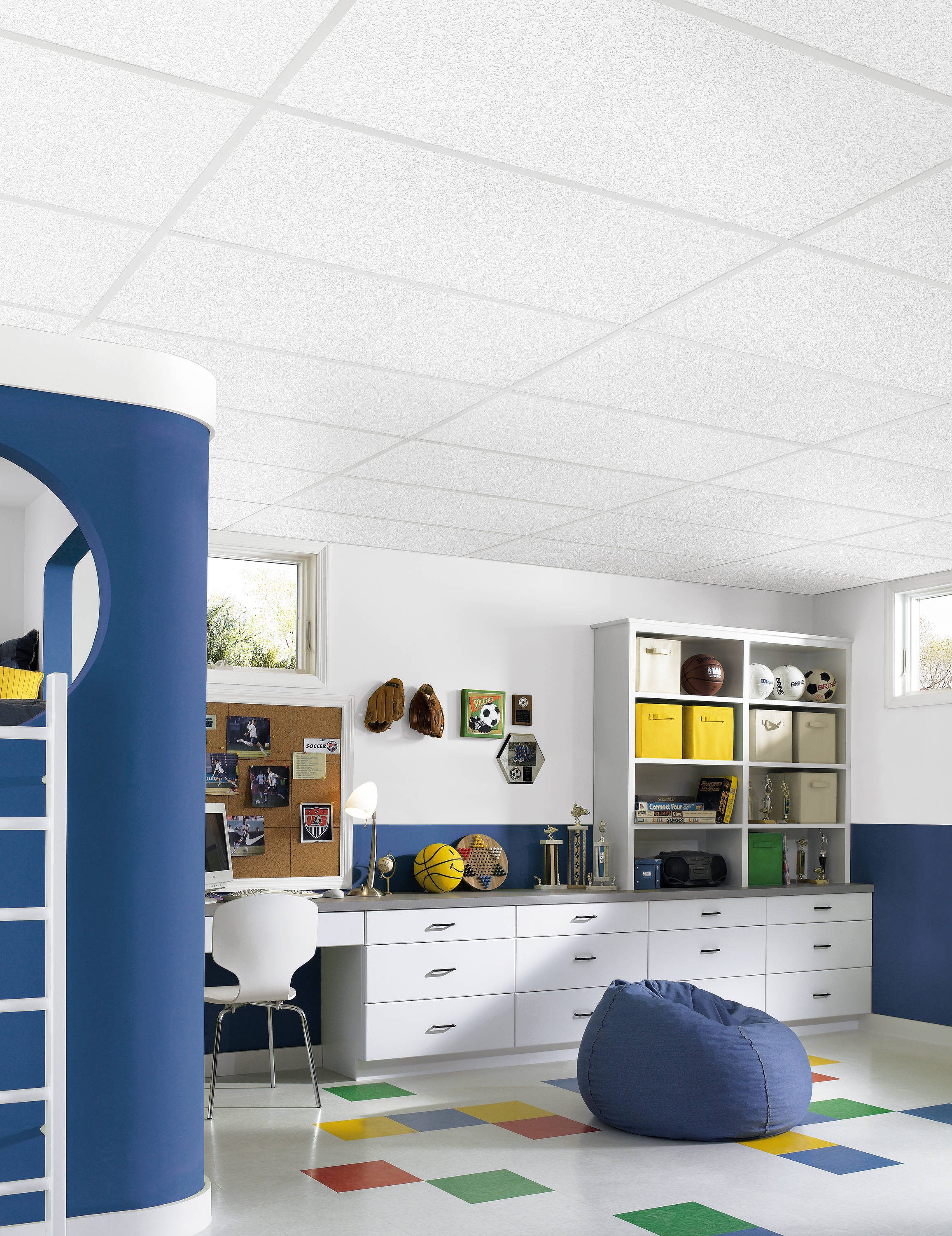 Armstrong Ceilings 48-in x 24-in Random Fissured Fiberglass Contractor Ceiling Tiles, White Textured, 15/16-in Drop Grid, 4-Pack - Image 6