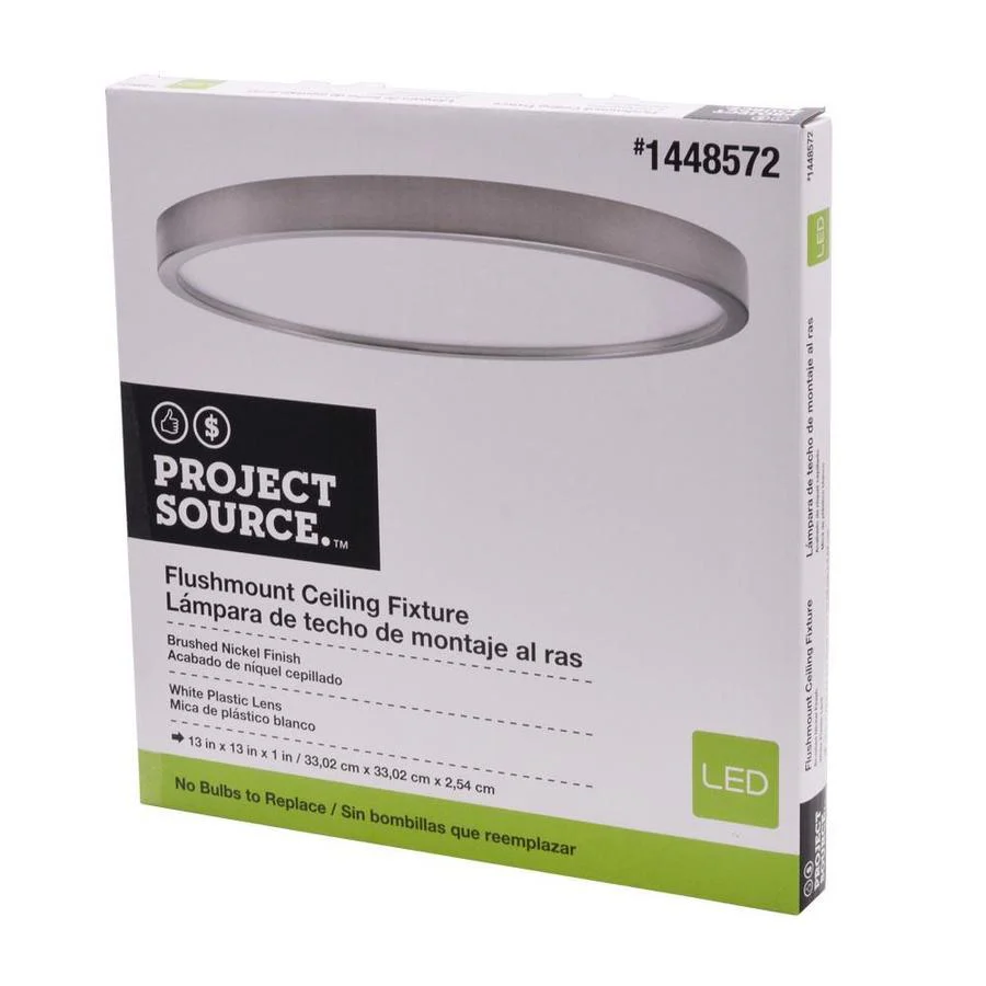 Project Source Adjustable Color Temperature 13-in Brushed Nickel LED Flush Mount Light