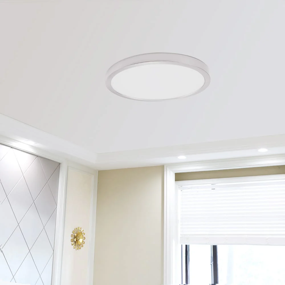 Project Source Adjustable Color Temperature 13-in Brushed Nickel LED Flush Mount Light - Image 4