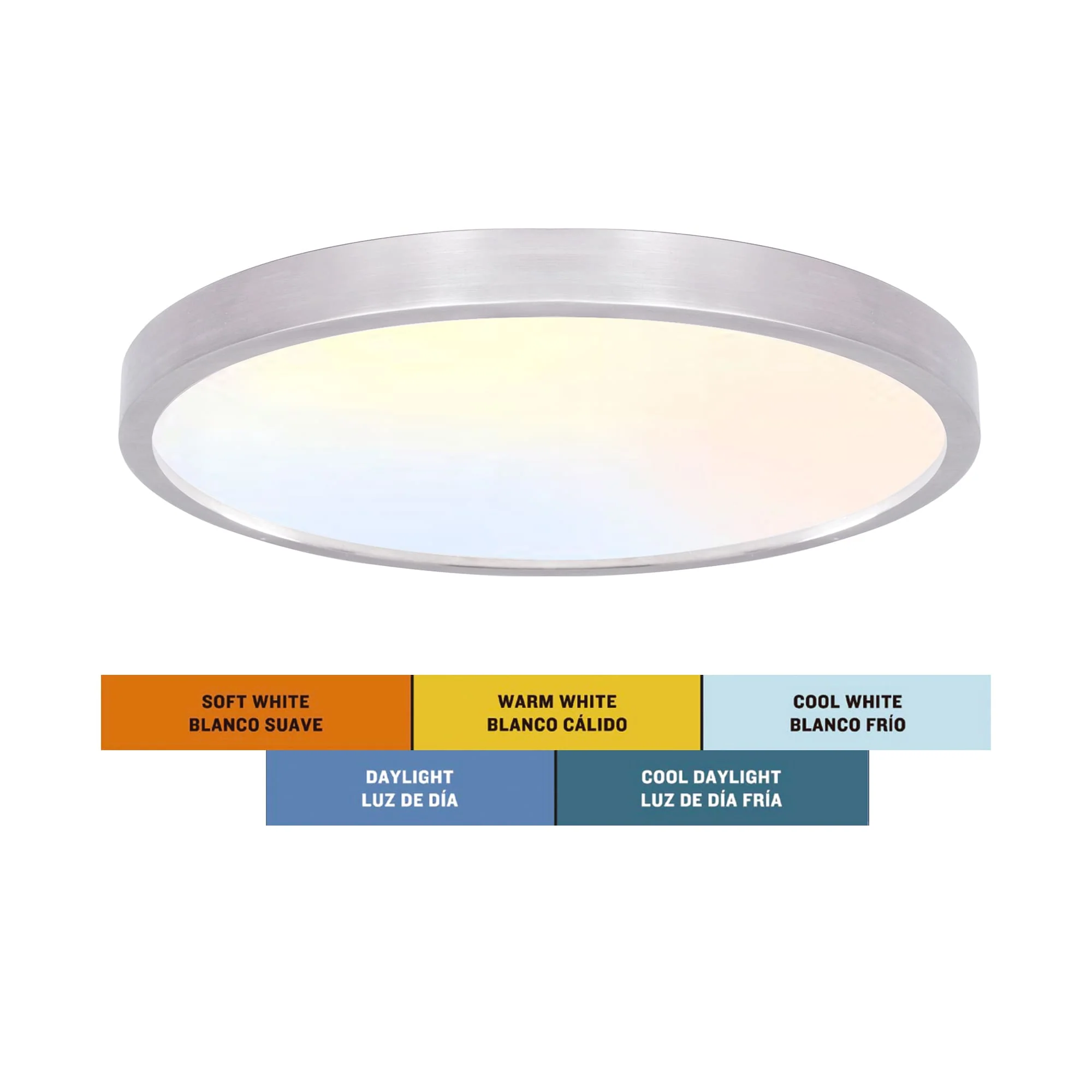 Project Source Adjustable Color Temperature 13-in Brushed Nickel LED Flush Mount Light - Image 7
