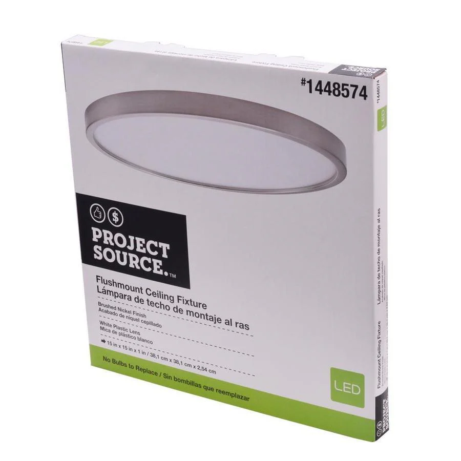 Project Source Adjustable Color Temperature 15-in Brushed Nickel Integrated LED Flush Mount Light