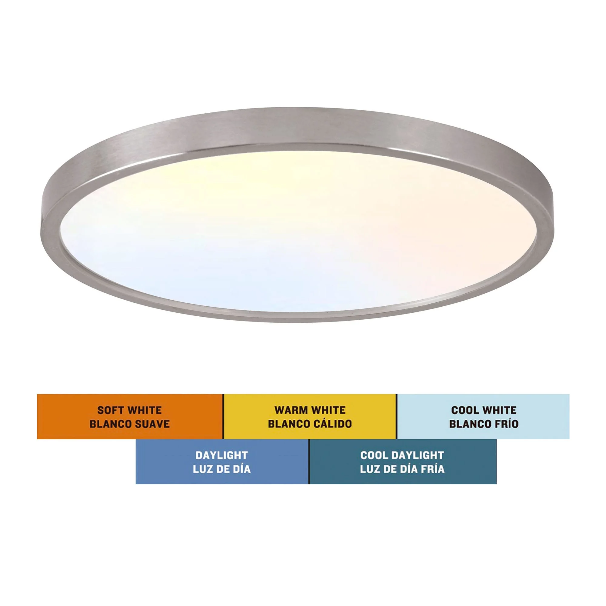 Project Source Adjustable Color Temperature 15-in Brushed Nickel Integrated LED Flush Mount Light - Image 9