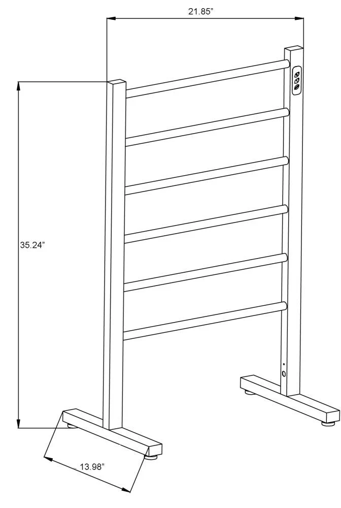 ANZZI Polished Chrome Plug-In Freestanding Towel Warmer, 21.85 x 13.98 x 35.24 in, Kiln Series 6-Bar - Image 10
